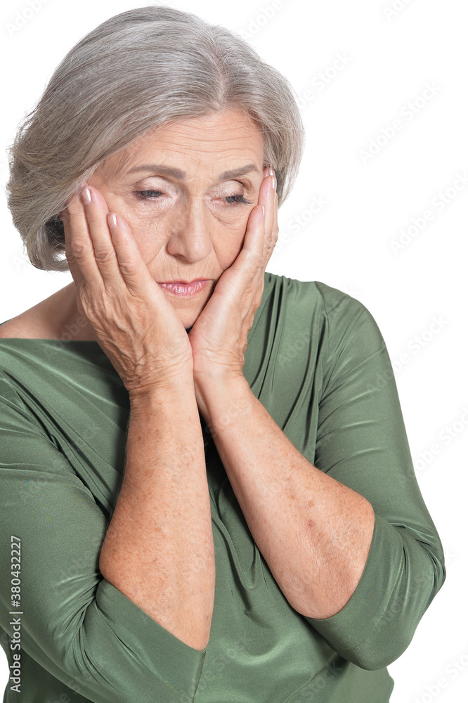 Close up portrait of sad senior woman Close up portrait of sad senior woman