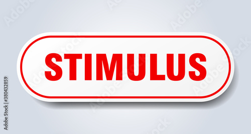 stimulus sign. rounded isolated button. white sticker