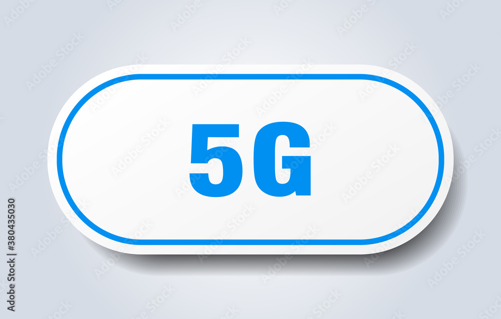 5g sign. rounded isolated button. white sticker 5g sign. rounded isolated button. white sticker