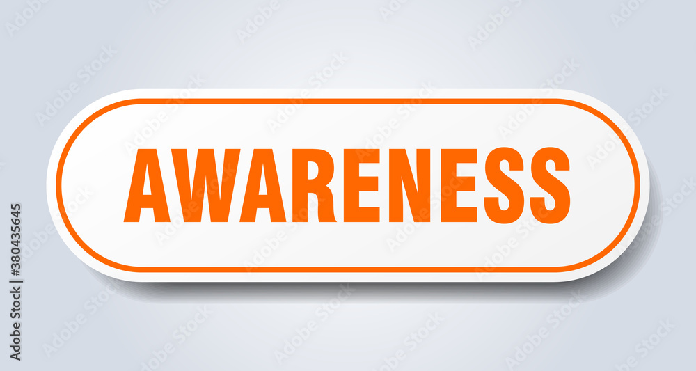 awareness sign. rounded isolated button. white sticker awareness sign. rounded isolated button. white sticker