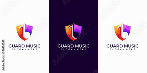 Guard and music combination logo design inspiration.