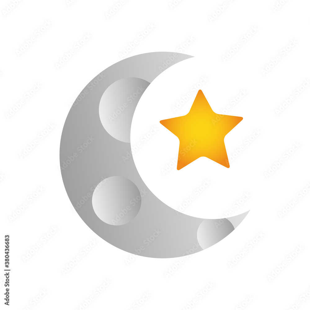 half moon and star icon, flat style half moon and star icon, flat style