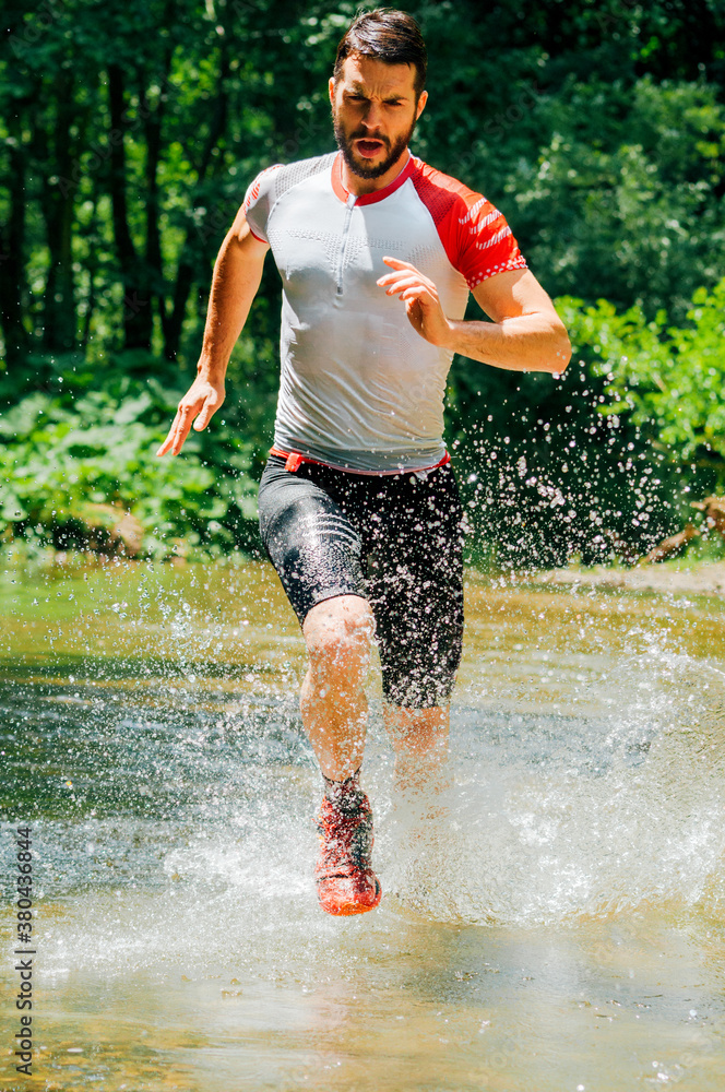 Man running in nature