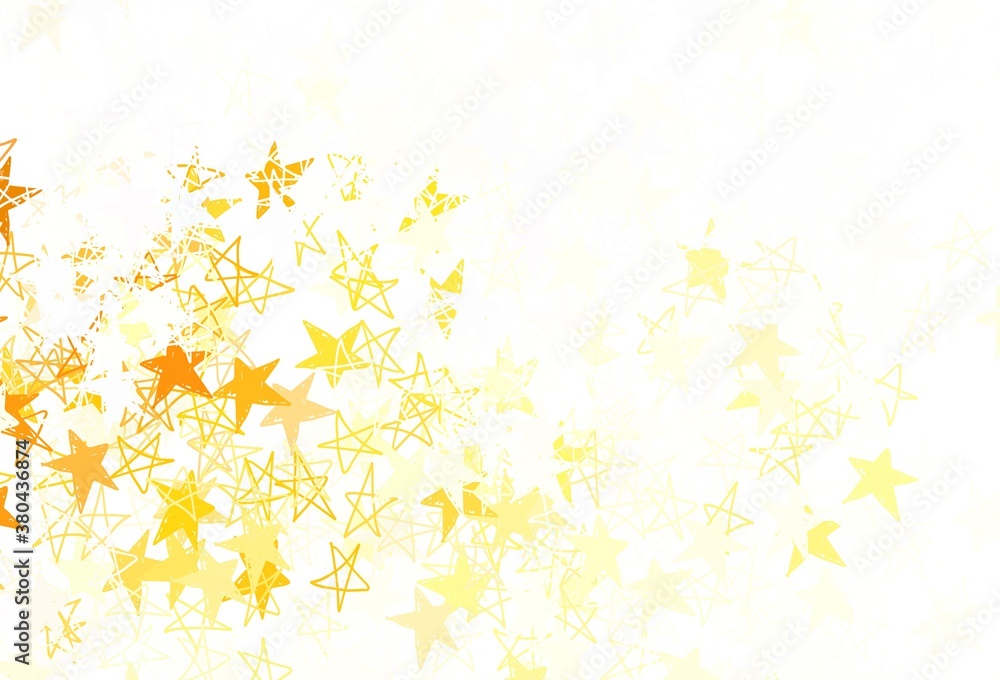 Light Orange vector background with colored stars.