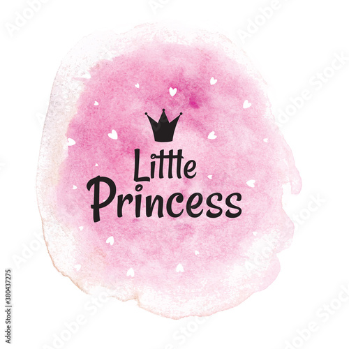 Little Princess Abstract Background with Rose Watercolor Splash. Vector Illus...