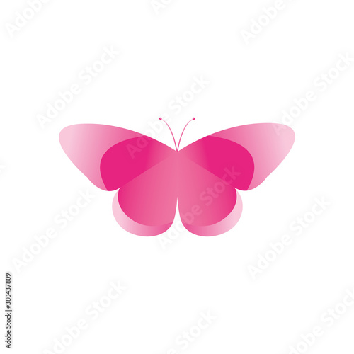 pink butterfly icon, flat style © Jeronimo Ramos