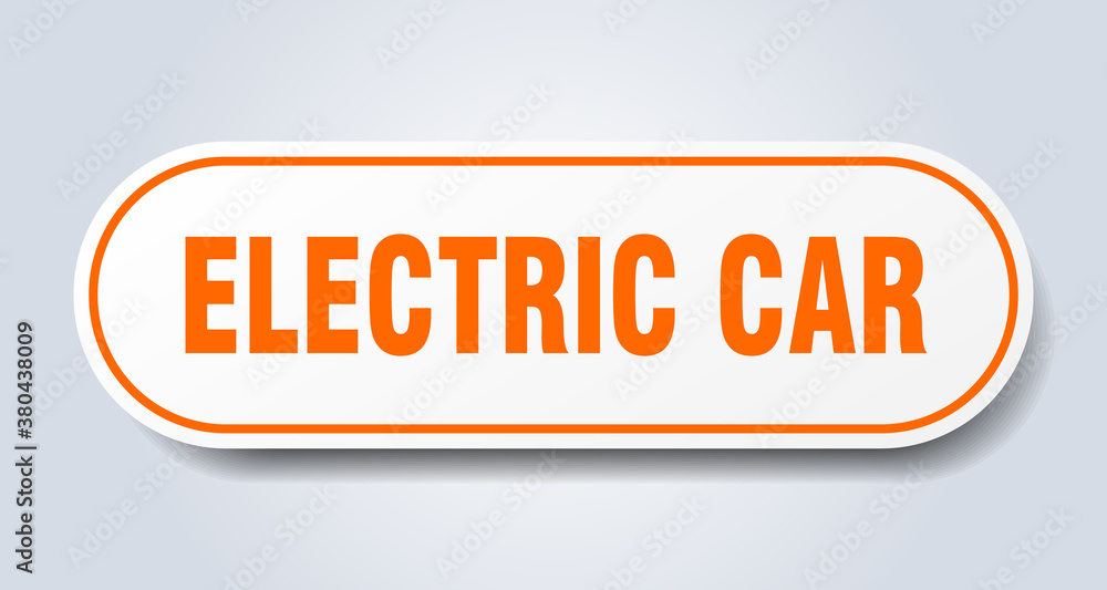 electric car sign. rounded isolated button. white sticker electric car sign. rounded isolated button. white sticker