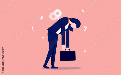 Burnout woman - Windup puppet businesswoman exhausted from overwork. Robotic worker, Recharge and low energy concept. Vector illustration.