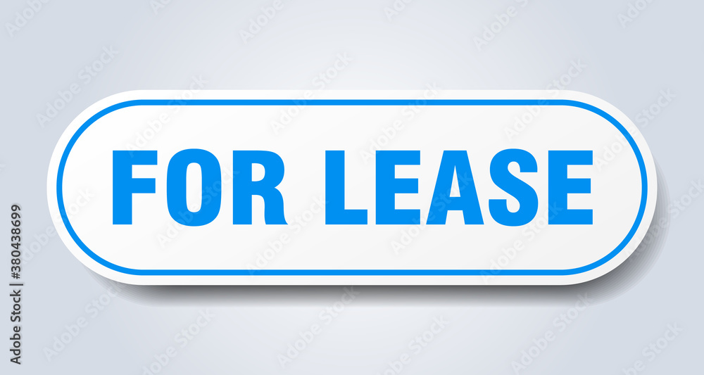 for lease sign. rounded isolated button. white sticker