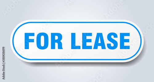 for lease sign. rounded isolated button. white sticker