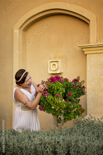 Girl in Greek style dress.