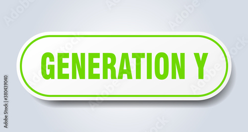 generation y sign. rounded isolated button. white sticker
