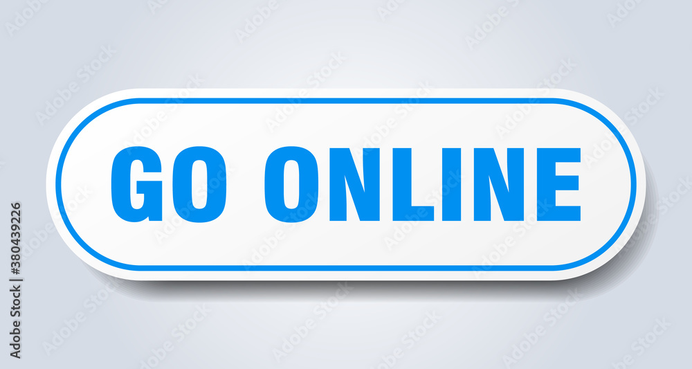 go online sign. rounded isolated button. white sticker go online sign. rounded isolated button. white sticker
