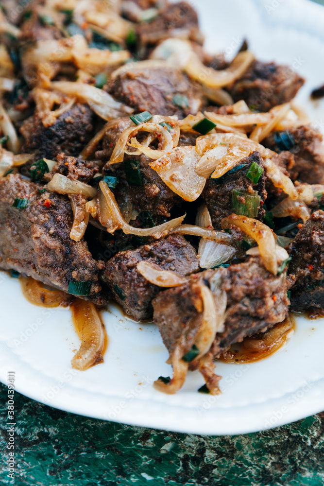 Close Up Of Chicken Livers Dish Close Up Of Chicken Livers Dish