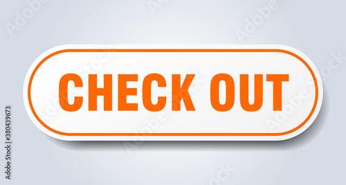 check out sign. rounded isolated button. white sticker