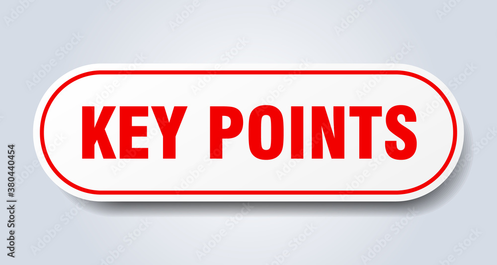 key points sign. rounded isolated button. white sticker key points sign. rounded isolated button. white sticker