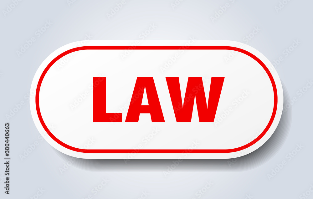 law sign. rounded isolated button. white sticker law sign. rounded isolated button. white sticker