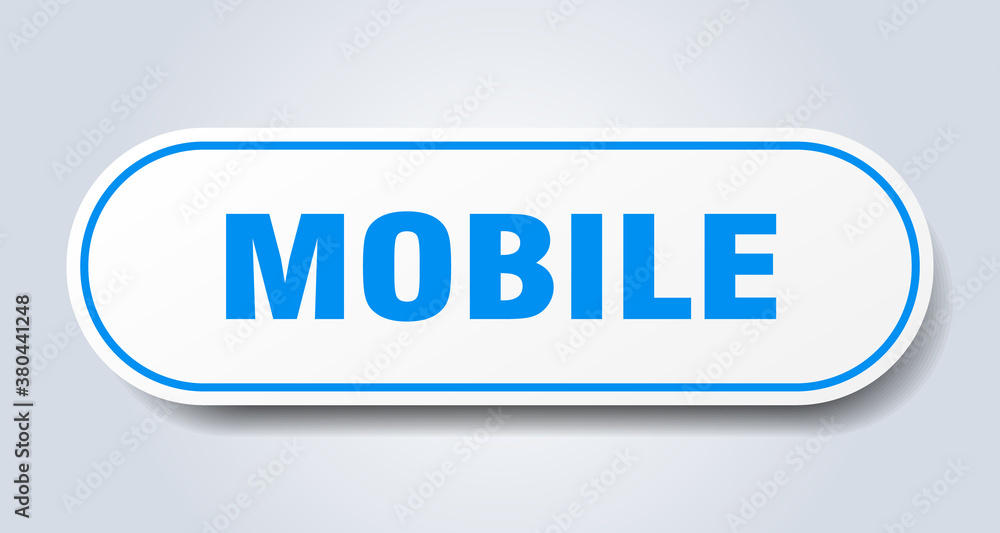 mobile sign. rounded isolated button. white sticker mobile sign. rounded isolated button. white sticker