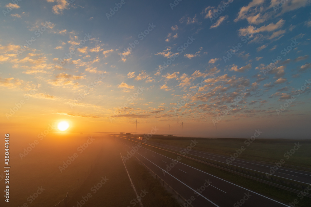 Sunrise over the highway