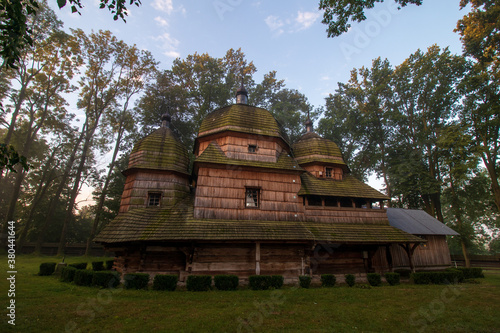 Wooden church in the village. Mother of God Church in Chotyniec