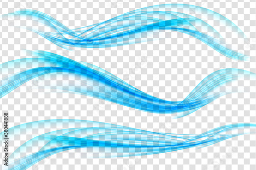 Blue Ocean Wave Set on Transparent  Background. Vector Illustration