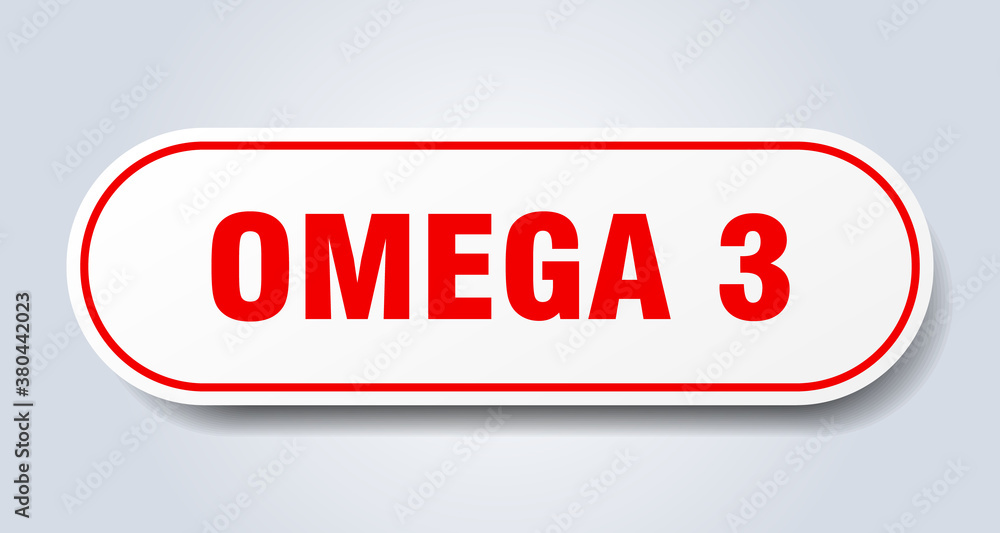 omega 3 sign. rounded isolated button. white sticker omega 3 sign. rounded isolated button. white sticker