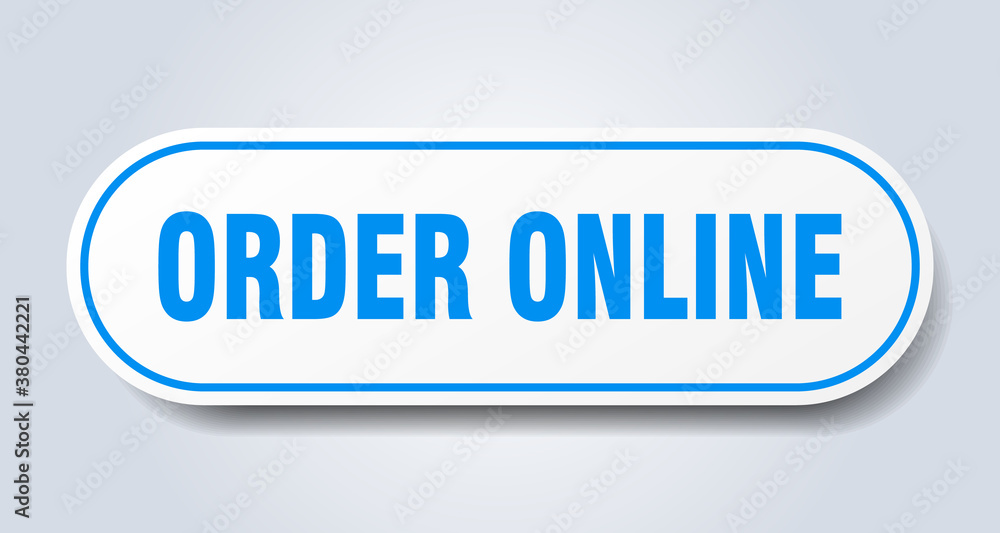 order online sign. rounded isolated button. white sticker