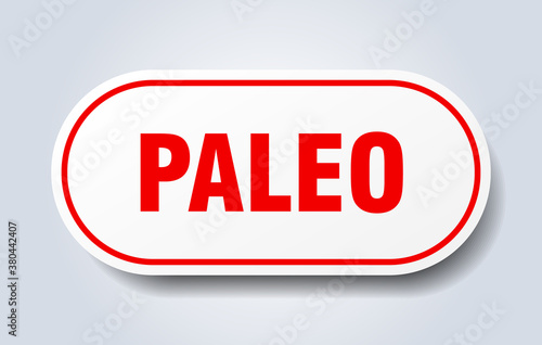 paleo sign. rounded isolated button. white sticker