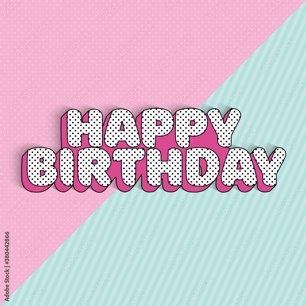 Happy birthday banner text for girl birth invite card. Vector Illustration