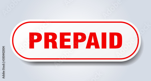 prepaid sign. rounded isolated button. white sticker