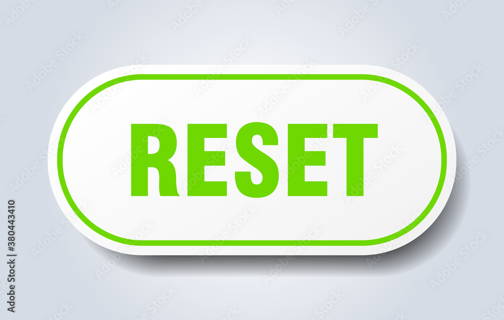 reset sign. rounded isolated button. white sticker reset sign. rounded isolated button. white sticker