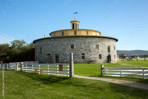 Hancock, Massachusetts - 10/4/2015:  Round barn on a farm near Hancock. photo