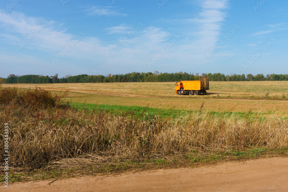Fototapeta premium combine harvester working on a field