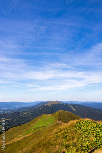 Landscape with mountains and blue sky. Beskids Mountains 