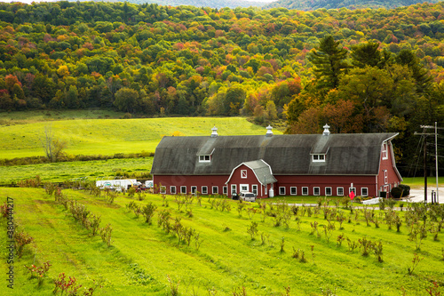 Wallpaper Mural Williamstown, Massachusetts, a large red barn and an agriculture field near Will