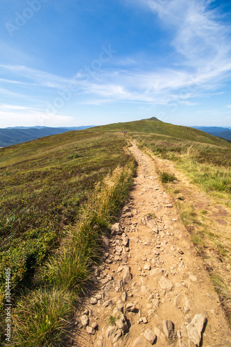 Path in the mountains. Beskids Mountains 