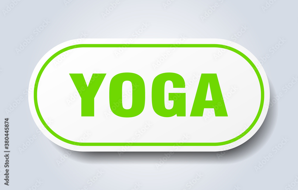 yoga sign. rounded isolated button. white sticker yoga sign. rounded isolated button. white sticker