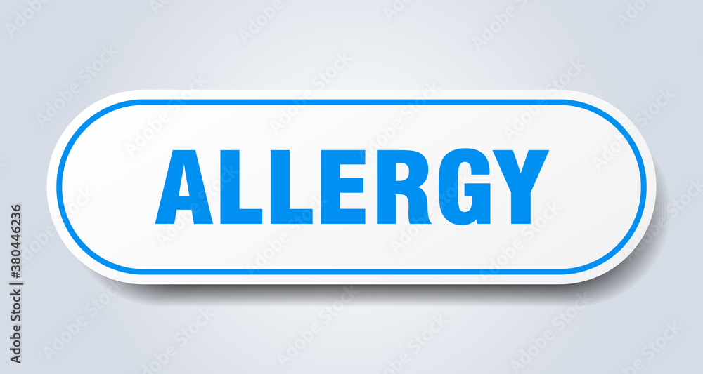 allergy sign. rounded isolated button. white sticker allergy sign. rounded isolated button. white sticker
