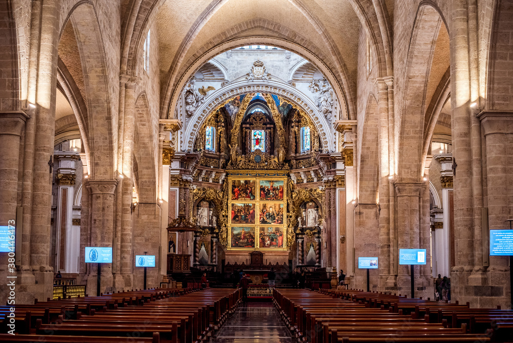 interior of a beautiful church and arch