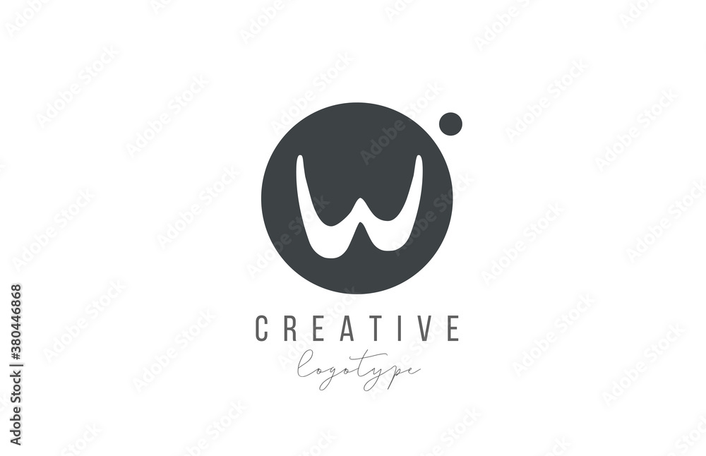W alphabet letter logo icon in black and white color. Creative circle design for company and business W alphabet letter logo icon in black and white color. Creative circle design for company and business