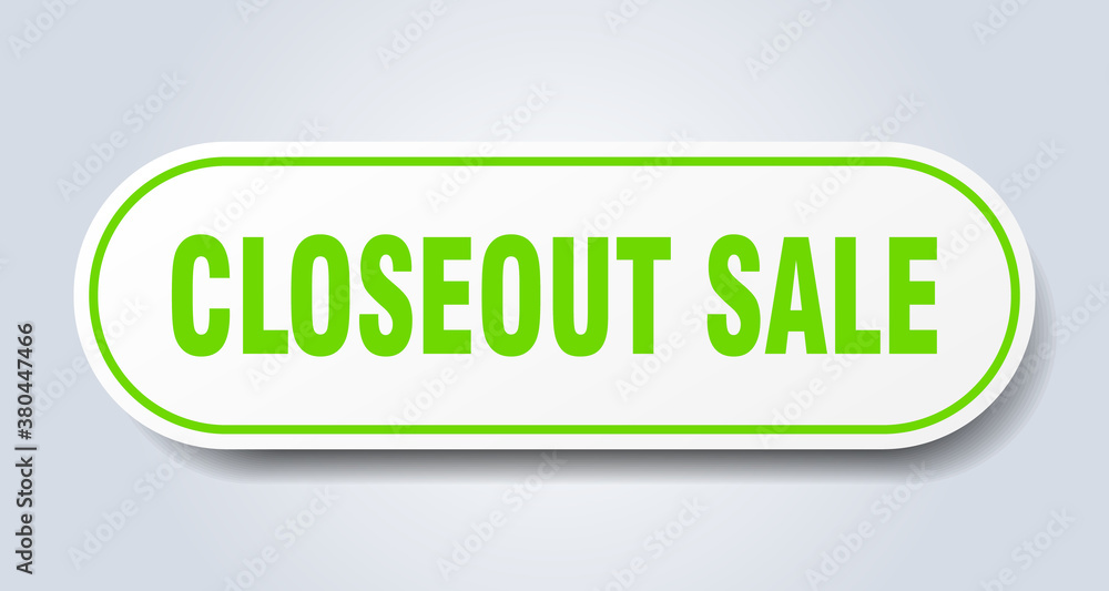 closeout sale sign. rounded isolated button. white sticker closeout sale sign. rounded isolated button. white sticker