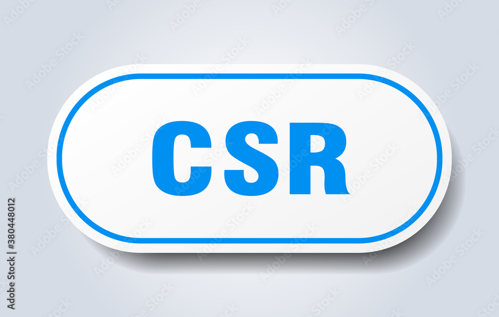 csr sign. rounded isolated button. white sticker csr sign. rounded isolated button. white sticker