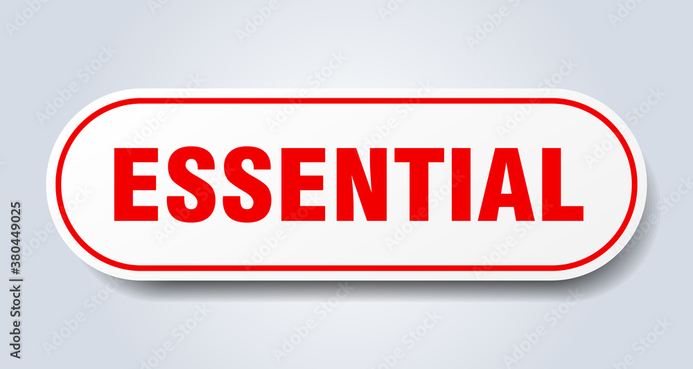 essential sign. rounded isolated button. white sticker essential sign. rounded isolated button. white sticker