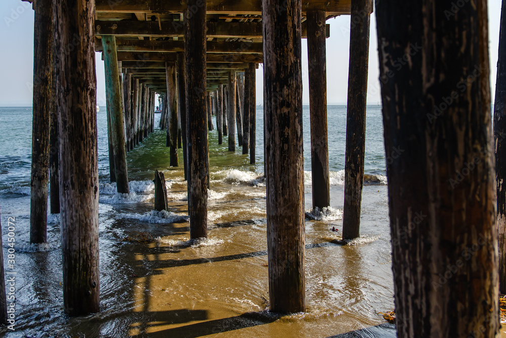 View under the pier, beach at Capitola.