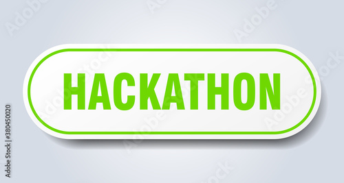 hackathon sign. rounded isolated button. white sticker