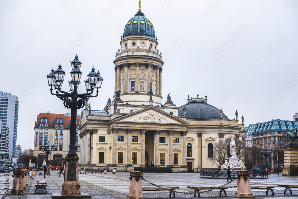a large church with a dome in the middle of a square in a city in Germany