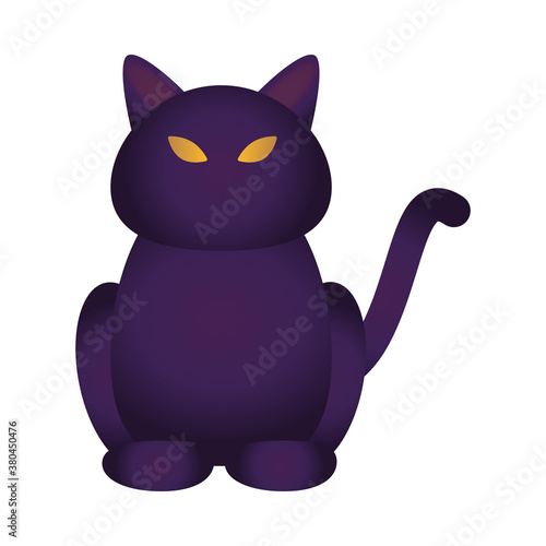 Fototapeta Naklejka Na Ścianę i Meble -  halloween cat black flat style icon