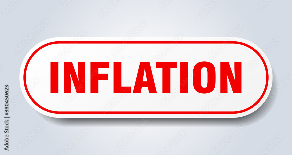 inflation sign. rounded isolated button. white sticker inflation sign. rounded isolated button. white sticker