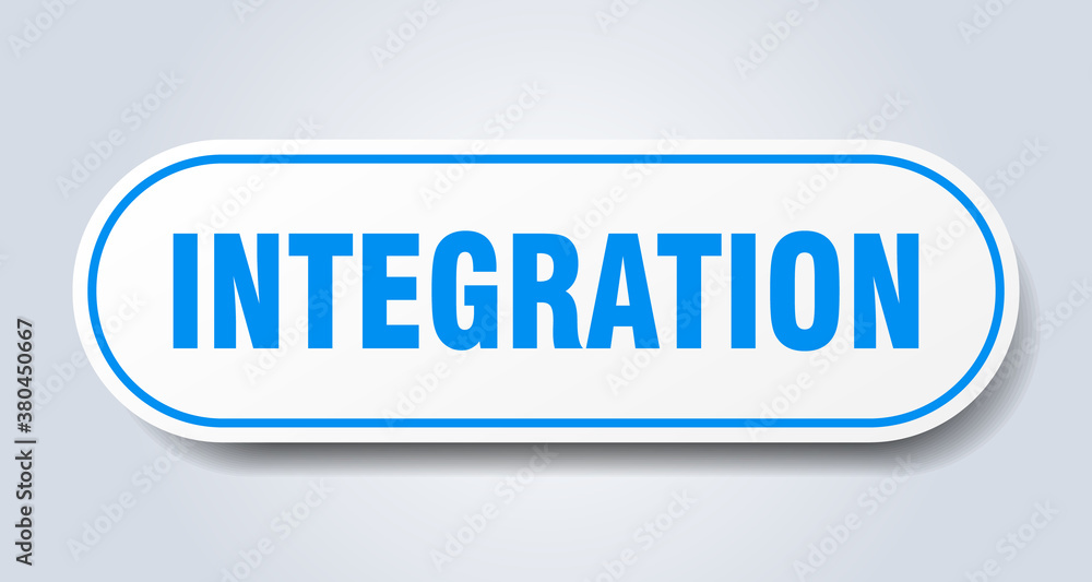 integration sign. rounded isolated button. white sticker