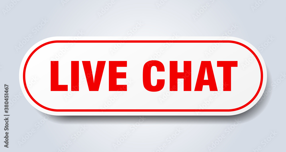 live chat sign. rounded isolated button. white sticker live chat sign. rounded isolated button. white sticker